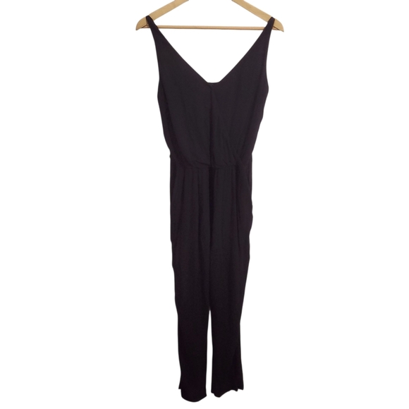 ZARA Black Tank jumpsuit Faux Wrap Pockets Lightweight M Minimalist Quiet Luxury - Picture 5 of 16